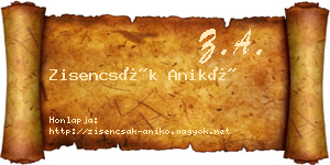 Zisencsák Anikó névjegykártya